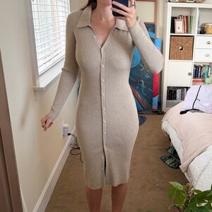 Abercrombie & Fitch Beige Long Sleeve Dress
